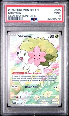 PSA 9 Shaymin 185/182 Pokemon Sv10: Destined Rivals Illustration Rare 2025 MINT - Image 1 of 2