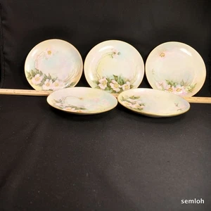 KPM Silesia Krister Set 5 Dessertteller rosa Rosen gold handbemalt von Yocum - Bild 1 von 12