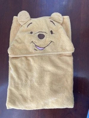 Disney Baby Boys Girls Cute Embroidered Winnie The Pooh Hooded Bath Towel Yellow - Image 1 of 4