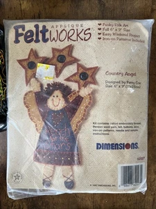 Country Angel Felt Appliqué Folk Art Craft Kit  Vintage 1995 Dimensions 62027 - Picture 1 of 4