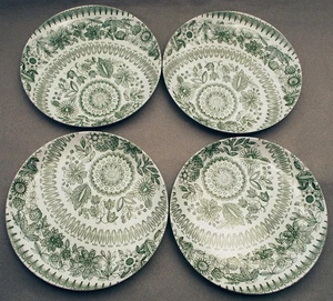 Quattro piatti da picnic vintage verdi offbeat Barker Bros Royal Tudor Ware 7,75" - Foto 1 di 4