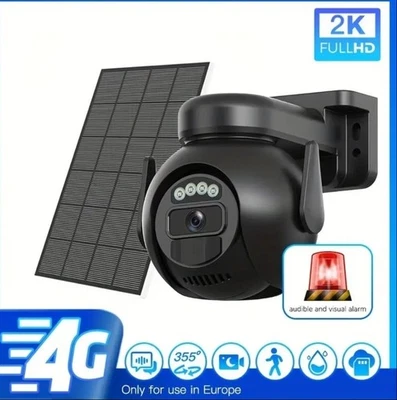 Telecamera Con Pannello Solare 4G LTE, 2K HD 3MP,con *SIM e Scheda SD da 32gb - Immagine 1 di 4