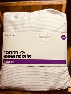 Queen Size Grey Stripe Printed Microfiber Sheet Set - Room Essentials - Image 1 of 2