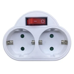 Adaptador de enchufe de 2 compartimentos, enchufe Topist 2 enchufes Schuko enchufe - Imagen 1 de 10