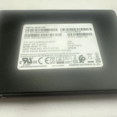 Unidade de Estado Sólido Samsung 256GB PM871b 2.5" SSD MZ-7LN256C HP 936837-001 - Imagem 1 de 4