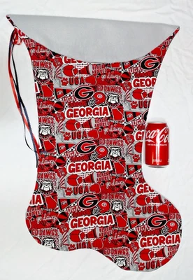 GIANT CHRISTMAS STOCKING GEORGIA BULLDOGS PRINT, NEW HANDMADE USA - Image 1 of 2