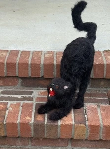 VTG Scaredy Cat Halloween Arched Black Cat 19” Fangs Amber Eyes Decoration Prop - Picture 1 of 10