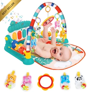 Baby Gym Play Mat Tummy Time Padded Musical Piano Activity Center Blue - Picture 1 of 12