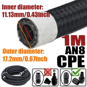 Manguera de línea de combustible trenzada de nailon acero inoxidable petróleo gas CPE 3,28 FT AN8 8AN ID:0,43" - Imagen 1 de 7