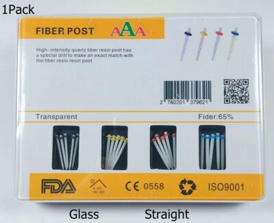 20 piezas poste de fibra de resina de vidrio dental recto 1,0 mm 1,2 mm 1,4 mm 1,6 mm + 4 taladros Foto 1 de 4