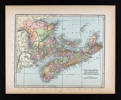 1894 Cram Map Canada New Brunswick Nova Scotia Prince Edward Island Halifax - Image 1 of 4
