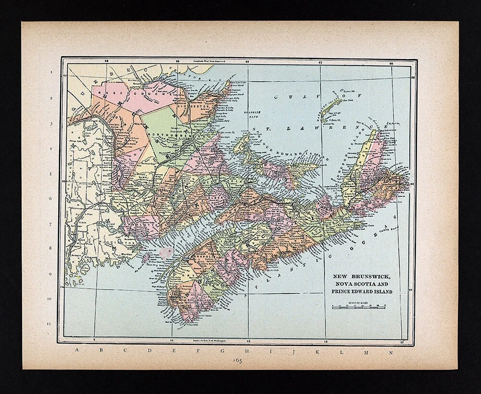 Mapa Cram Canadá Nuevo Brunswick Nueva Escocia Isla del Príncipe Eduardo Halifax 1894 Foto 1 de 4
