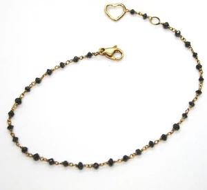 Bracciale in Oro Rosa 18k con Diamanti Neri e Cuore - Picture 1 of 2