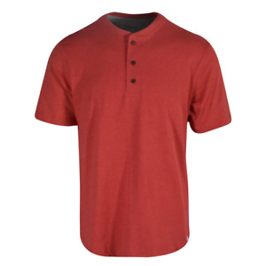 Chaps Men's Basic T-Shirt Red Coastland Wash Henley (S02)