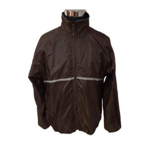 Reebok Mens Large Brown Full Zip Mesh Liner Long Sleeve Windbreaker Jacket - Picture 1 of 13