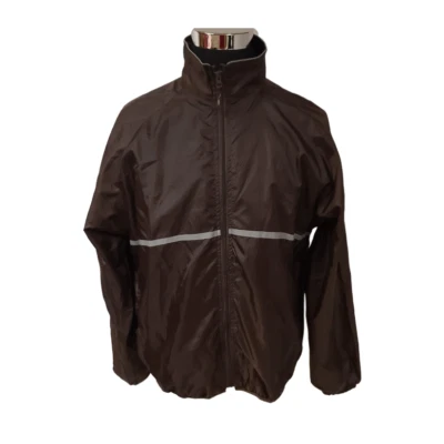Reebok Mens Large Brown Full Zip Mesh Liner Long Sleeve Windbreaker Jacket - Image 1 of 4