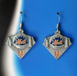 New York Mets Dangle Earrings Licensed MLB Baseball Jewelry - Picture 1 of 3