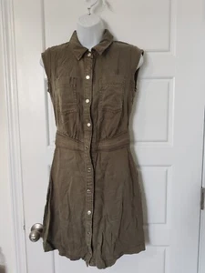 White House Black Market 8 Armeegrün Lyocell Utility Flügelärmel Druckknopfleiste Kleid - Bild 1 von 5