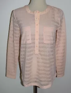 Ann Taylor Blouse Peach Lace Long Sleeve Button Front Top Small - Picture 1 of 2