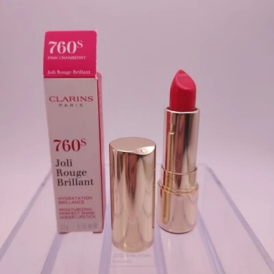 Lápiz labial transparente Clarins Joli Rouge brillante brillo perfecto años 760 ARÁNDANO ROSA  Foto 1 de 4