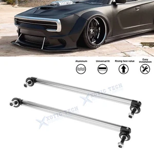 2X Silver Front Bumper Lip Splitter Strut Rod Tie Support Bar 7.87'' For Dodge - Picture 1 of 10