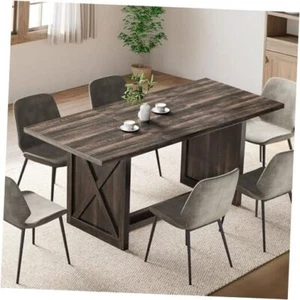 70.8" Large Farmhouse Dining Table for 6 to 8 People, Rustic Style Wood Grey - Picture 1 of 7