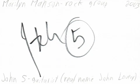 John Lowery John 5 Guitarist Marilyn Manson Rock Band Signed Index Card JSA COA Cover