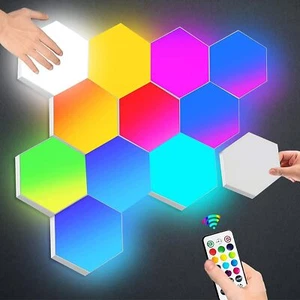Hexagon Lights Gaming 8 Pack RGB Led Hex Light Panels Hexagon Smart Wall Lights - Picture 1 of 16