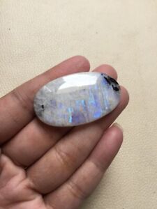 Rainbow Moonstone Cabochon 1 Piece Size 46X26X6 mm Approx