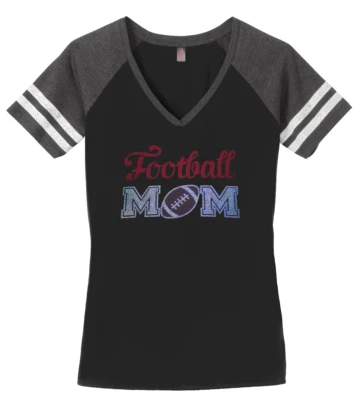 Camiseta Mujer Fútbol Mamá Damas Camiseta S-4XL Cuello en V Bling Foto 1 de 2