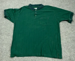VTG 90s Penguin Green Ribbed Polo Shirt Adult 2XL Retro Mod Cotton Dad Tennis - Picture 1 of 6