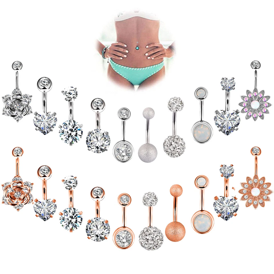 5-100 шт. 14G кольцо на пупок хирургическая сталь изогнутая штанга опал драгоценный камень кольцо для пупка - Изображение 1 из 4