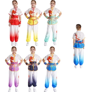Unisex Kids Kung Fu Suit Performance Set Martial Arts Outfit Boys Pants Girls - Picture 1 of 84