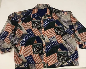 Chaqueta para mujer Fuda International Silk vintage bandera de EE. UU. talla XXL - Imagen 1 de 7