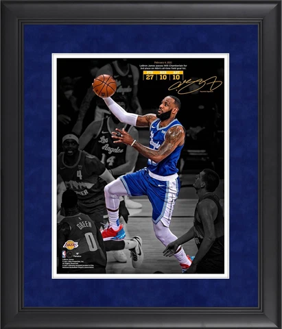 LeBron James Lakers FRMD 11x14 3rd All Time in Field Goals Facsimile Collage Cover