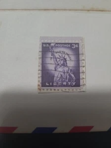 Rare US POSTAGE STAMP 3 Cent Liberty  Used Purple Lady Statue Of Liberty #1 - Picture 1 of 4