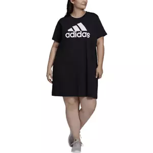 Adidas logo t-shirt dress womens Plus Size 2X Black GL1390 - Picture 1 of 5
