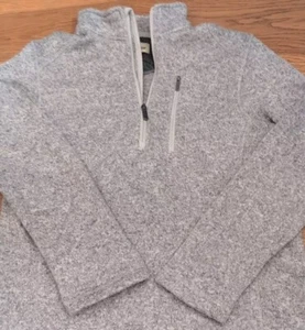  Woolrich 1/4 Zip Heathered Gray Polyester Sweater - Semi Fitted Soft Mens Large - Picture 1 of 7