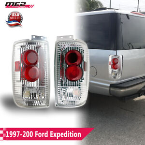 Chrome Clear For 1997-2002 Ford Expedition Tail Lights Rear Brake Lamps L & R