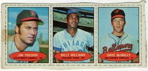 1971 Bazooka JIM FREGOSI/BILLY WILLIAMS/DAVE McNALLY UNCUT SHEET of Cards
