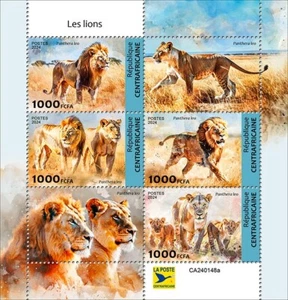 2025 01- CENTRAL AFRICA - LIONS         4V complet set  MNH ** T - Picture 1 of 1