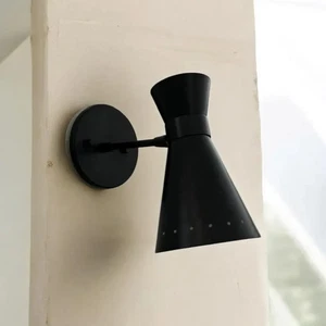 Minimalist Matte Black Industrial Wall Sconce • Mid‑Century Modern Adjustable Wa - Picture 1 of 6