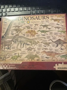Official Smithsonian DINOSAURS 1000pc Puzzle Aquarius 20" x 28" Factory Sealed - Picture 1 of 2