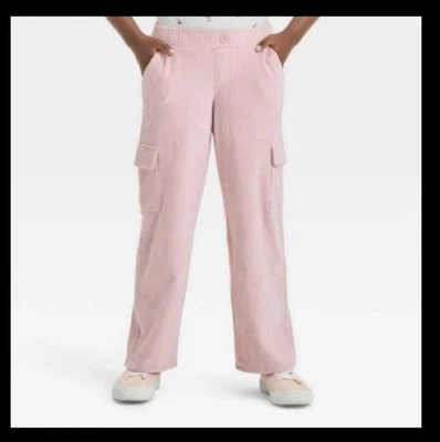 Cat & Jack Girls Soft Pink Corduroy Cargo Pants elastic waistband   Size Small - Image 1 of 2