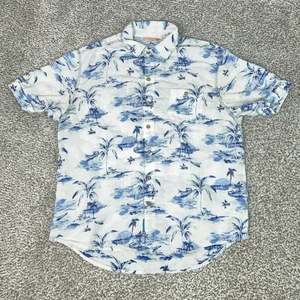 Tommy Bahama Relax Hemd Herren Large Blau Weiß Leinen Kurzarm Hawaii Aloha - Bild 1 von 9
