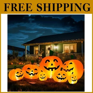 Smiling Pumpkin Halloween Inflatables with LED Lights - Picture 1 of 8