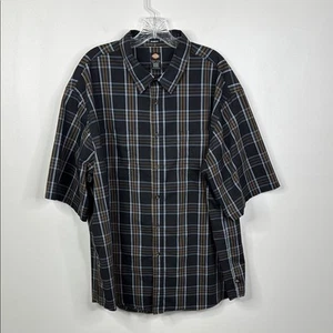 Dickies Relaxed Fit Short Sleeve Black Plaid Button-Up Shirt Men's Size XXL - Picture 1 of 7