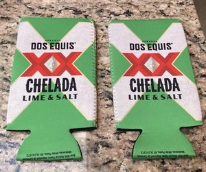 Dos Equis Chelada Lime & Salt Beer Can Coozie Color Green (Set of 2) Brand New! - Picture 1 of 1