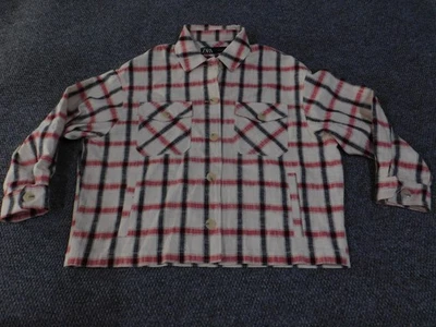 Chaqueta Zara Para Hombre Grande Roja Negra Blanca A Cuadros Tela Italiana Abotonada Shacket Foto 1 de 4
