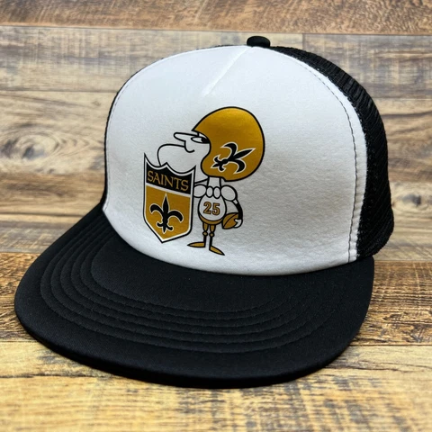 Retro New Orleans Saints Mens Trucker Hat Black Snapback Throwback Ball Cap Cover